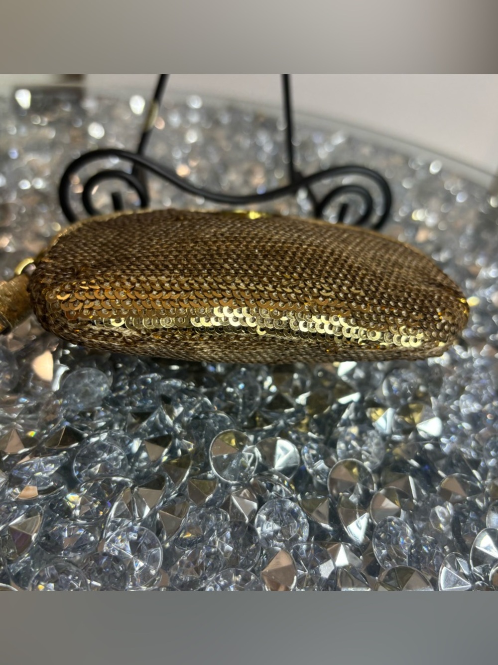 Coach Poppy Gold Sequin Mini Coin or makeup Pouch #46587 LIKE NEW RARE - Picture 7 of 10